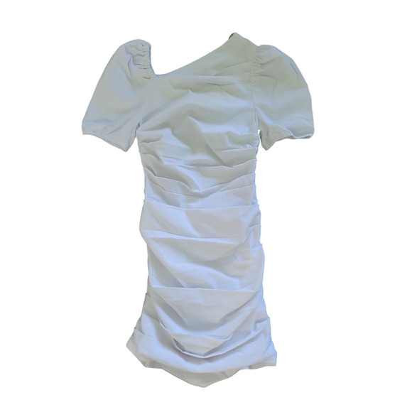 MAEVE By Anthropologie White Body Rushed Asymmetrical Neck Dress Size XS‎ - Picture 1 of 12